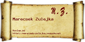 Marecsek Zulejka névjegykártya